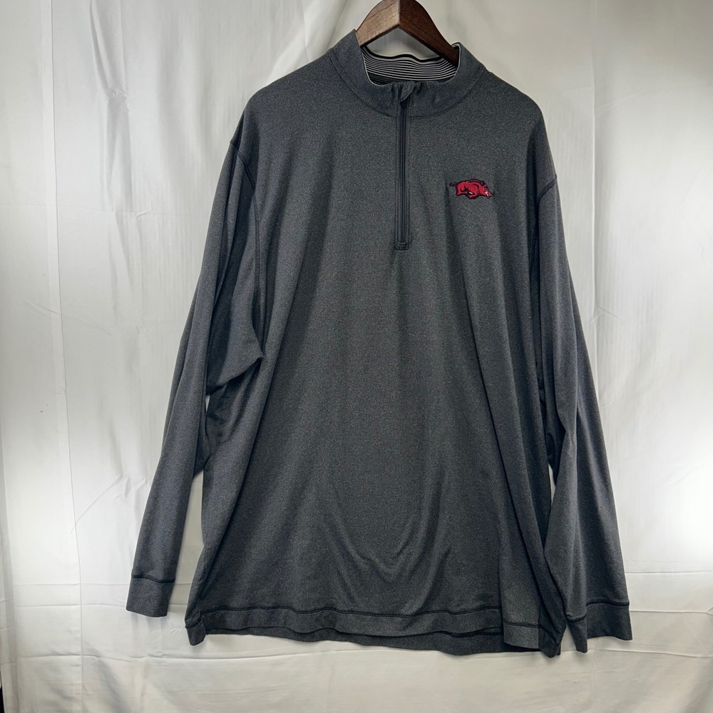 Cutter & Buck Pullover Mens XXXL Grey Arkansas Razorbacks 1/4 Zip DryTec